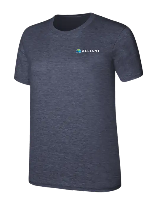 Womens Ring Spun Heather Navy 4.5 oz T-Shirt w/Alliant Logo