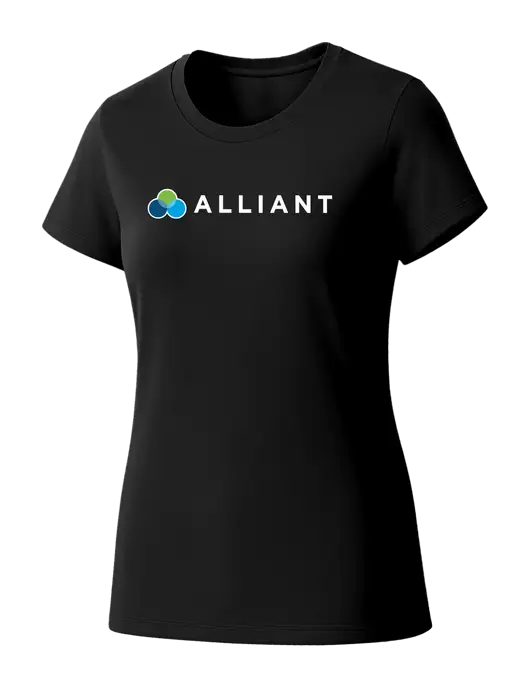 Womens Seriously Soft Black T-Shirt w/Alliant Logo