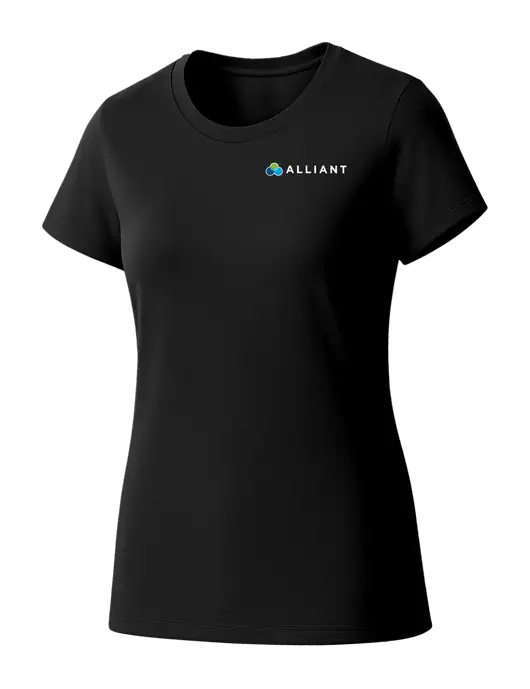 Womens Seriously Soft Black T-Shirt w/Alliant Logo