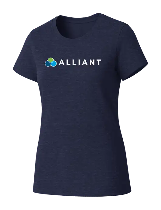 Womens Seriously Soft Heathered Navy T-Shirt w/Alliant Logo