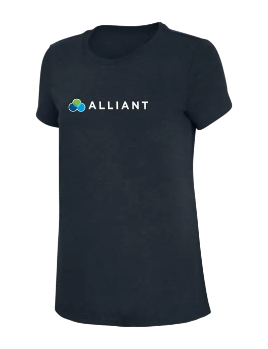 Womens Simply Soft Navy 4.5oz Poly/Combed Ring Spun Cotton T-Shirt w/Alliant Logo