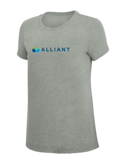Womens Simply Soft Grey Frost 4.5oz  Poly/Combed Ring Spun Cotton T-Shirt w/Alliant Logo
