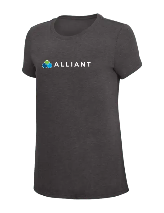 Womens Simply Soft Heather Charcoal 4.5oz  Poly/Combed Ring Spun Cotton T-Shirt w/Alliant Logo