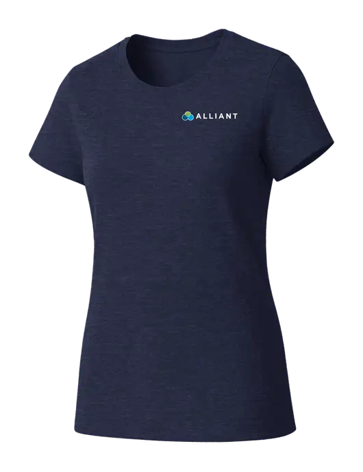 Womens Seriously Soft Heathered Navy T-Shirt w/Alliant Logo