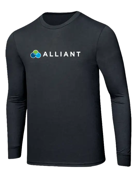 Simply Soft Long Sleeve Black Frost 4.5 oz, Poly/Combed Ring Spun Cotton T-Shirt w/Alliant Logo