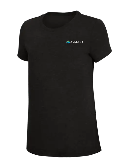 Womens Simply Soft Black 4.5oz Poly/Combed Ring Spun Cotton T-Shirt w/Alliant Logo