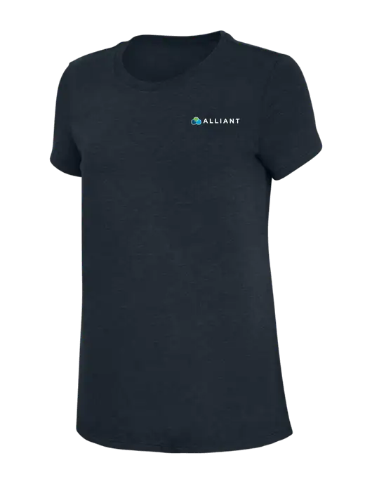 Womens Simply Soft Navy 4.5oz Poly/Combed Ring Spun Cotton T-Shirt w/Alliant Logo