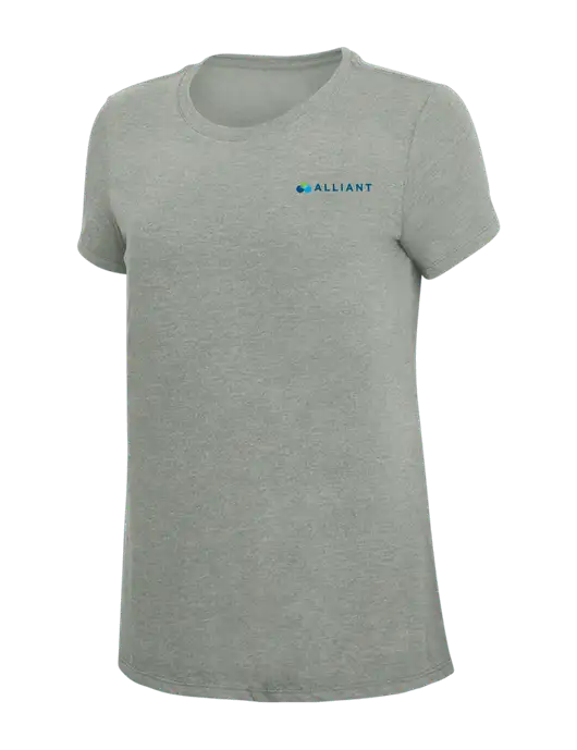 Womens Simply Soft Grey Frost 4.5oz  Poly/Combed Ring Spun Cotton T-Shirt w/Alliant Logo