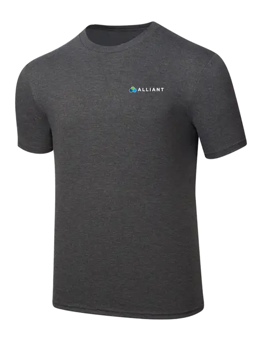 Simply Soft Heathered Charcoal 4.5oz  Poly/Combed Ring Spun Cotton T-Shirt w/Alliant Logo