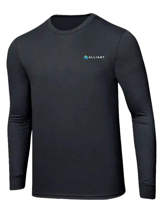 Simply Soft Long Sleeve Black Frost 4.5 oz, Poly/Combed Ring Spun Cotton T-Shirt w/Alliant Logo