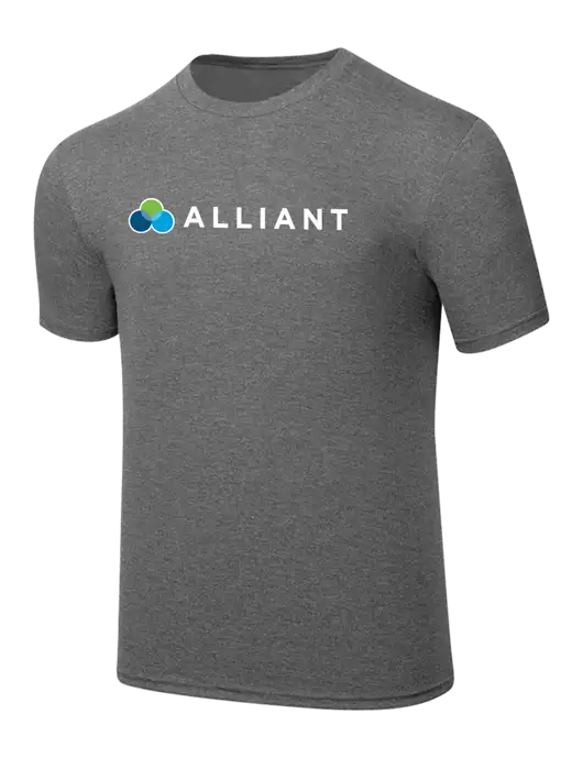 Simply Soft Heathered Medium Grey 4.5oz  Poly/Combed Ring Spun Cotton T-Shirt w/Alliant Logo