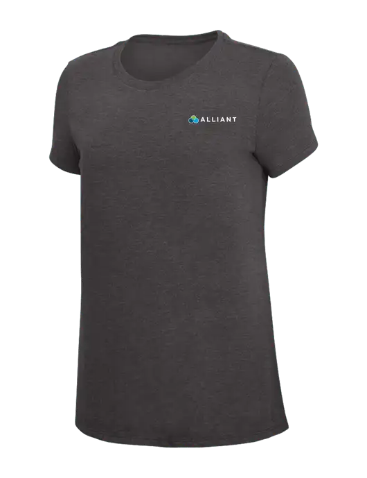 Womens Simply Soft Heather Charcoal 4.5oz  Poly/Combed Ring Spun Cotton T-Shirt w/Alliant Logo