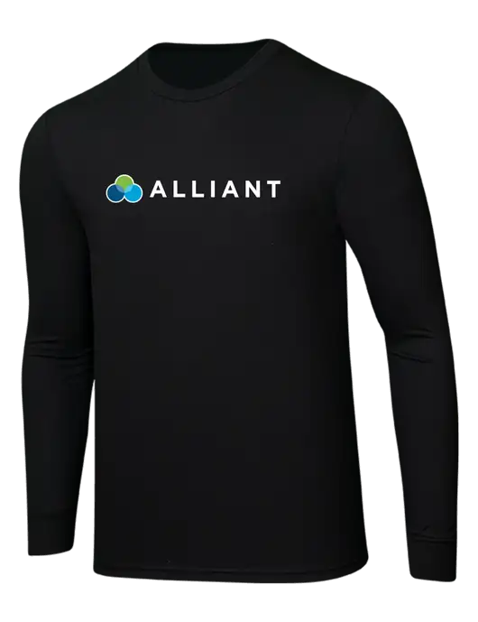 Simply Soft Long Sleeve Black 4.5 oz, Poly/Combed Ring Spun Cotton T-Shirt w/Alliant Logo