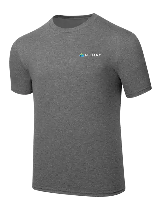 Simply Soft Heathered Medium Grey 4.5oz  Poly/Combed Ring Spun Cotton T-Shirt w/Alliant Logo