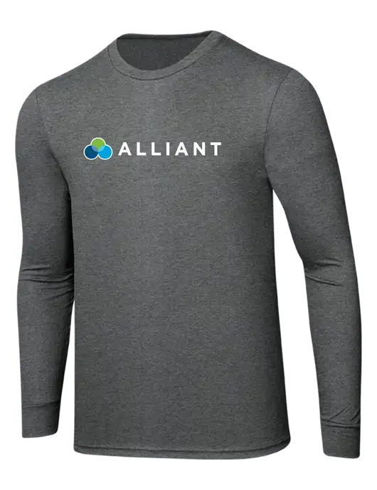 Simply Soft Long Sleeve Medium Grey Frost 4.5 oz, Poly/Combed Ring Spun Cotton T-Shirt w/Alliant Logo