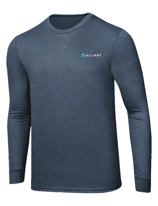 Simply Soft Long Sleeve Navy Frost 4.5 oz, Poly/Combed Ring Spun Cotton T-Shirt w/Alliant Logo