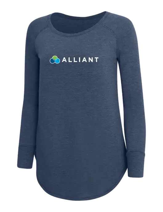 Womens Perfect Wide Collar Tunic Tri-Blend Navy Frost 4.5 oz T-Shirt w/Alliant Logo