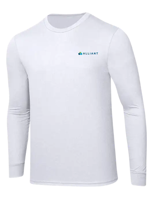 Simply Soft Long Sleeve White 4.5 oz, Poly/Combed Ring Spun Cotton T-Shirt w/Alliant Logo