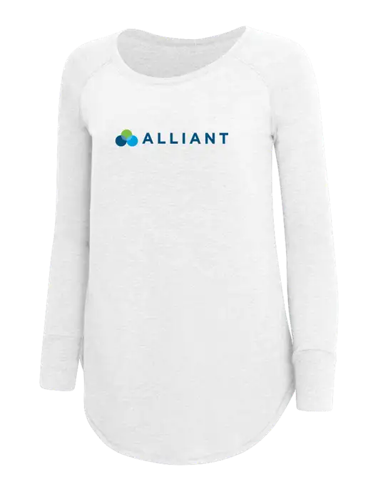 Womens Perfect Wide Collar Tunic Tri-Blend White 4.5 oz T-Shirt w/Alliant Logo