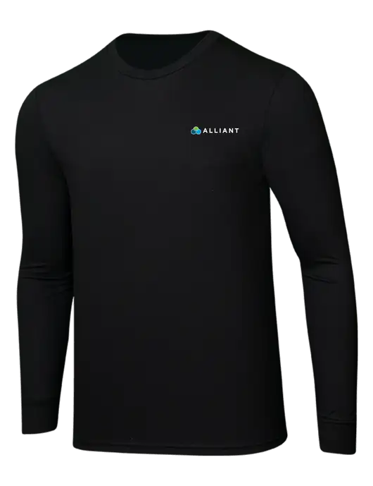 Simply Soft Long Sleeve Black 4.5 oz, Poly/Combed Ring Spun Cotton T-Shirt w/Alliant Logo