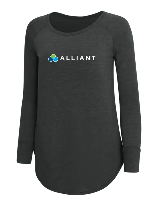 Womens Perfect Wide Collar Tunic Tri-Blend Black Frost 4.5 oz T-Shirt w/Alliant Logo