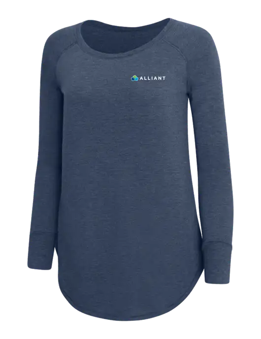 Womens Perfect Wide Collar Tunic Tri-Blend Navy Frost 4.5 oz T-Shirt w/Alliant Logo