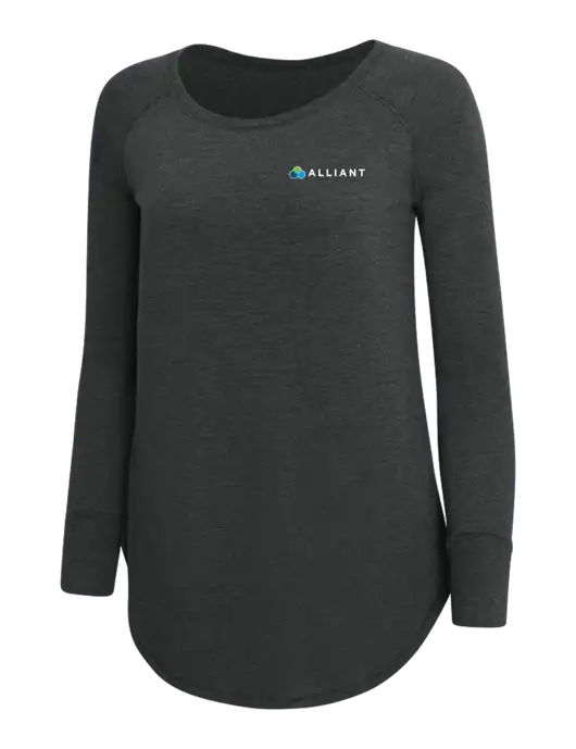 Womens Perfect Wide Collar Tunic Tri-Blend Black Frost 4.5 oz T-Shirt w/Alliant Logo