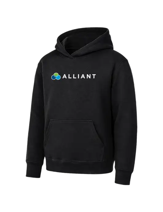 Youth Black 7.8 oz Pullover Hooded Sweatshirt w/Alliant Logo