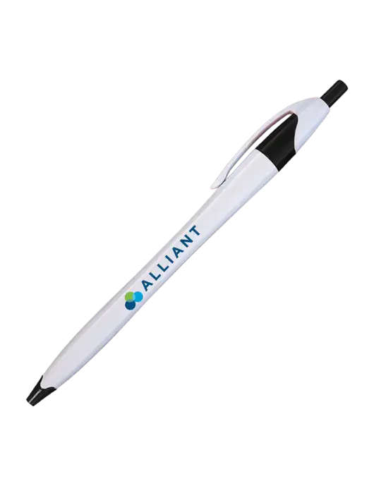 Novella White/Black Classic Pen - Blue Ink w/Alliant Logo
