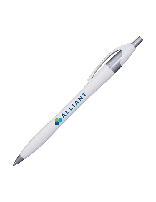 Novella White/Silver Shimmer Pen - Blue Ink w/Alliant Logo