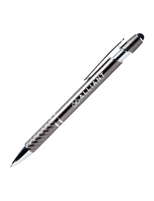 Valencia Gunmetal Stylus Pen - Black Ink w/Alliant Logo