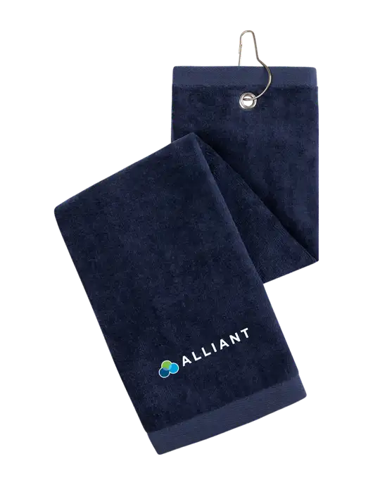 Navy Tri-Fold Golf Towel with Grommet w/Alliant Logo