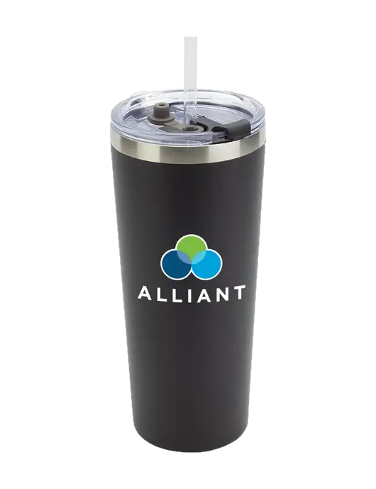 Brighton Black 20 oz Insulated Tumbler & Straw w/Alliant Logo
