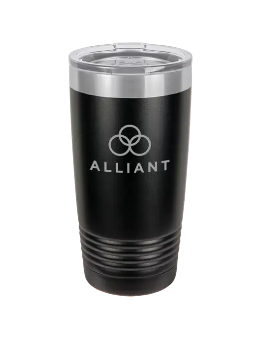 Polar Camel 20 oz Powder Coated Black Vacuum Insulated Tumbler w/Alliant Logo