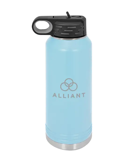 Polar Camel 32 oz Powder Coated Light Blue Vacuum Insulated Water Bottle w/Alliant Logo