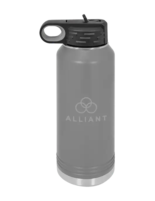 Polar Camel 32 oz Powder Coated Grey Vacuum Insulated Water Bottle w/Alliant Logo