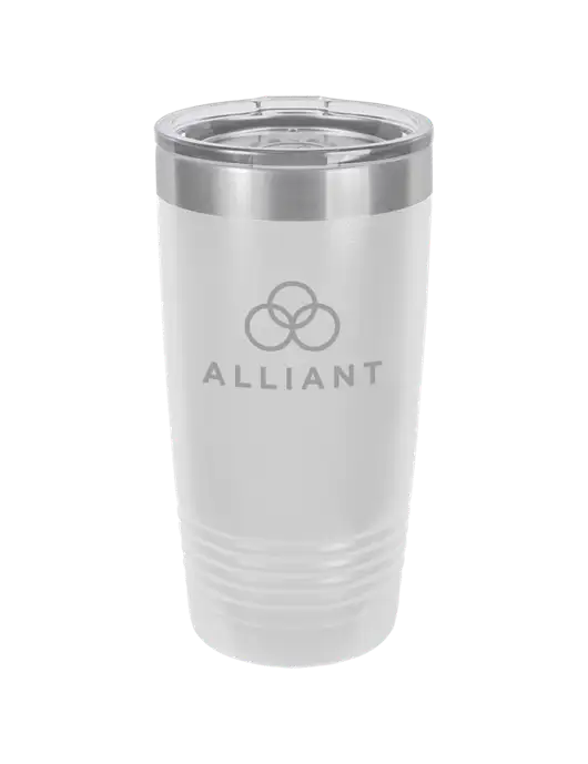 Polar Camel 20 oz Powder Coated White Vacuum Insulated Tumbler  w/Alliant Logo