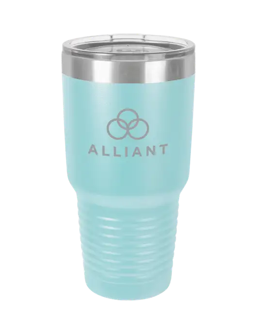 Polar Camel 30 oz Powder Coated Light Blue Vacuum Insulated Tumbler w/Alliant Logo