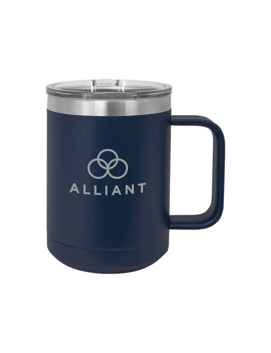 Polar Camel 15 oz Powder Coated Navy Vacuum Insulated Mug with Slider Lid w/Alliant Logo