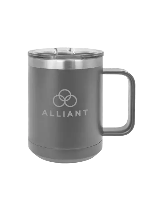 Polar Camel 15 oz Powder Coated Grey Vacuum Insulated Mug with Slider Lid w/Alliant Logo