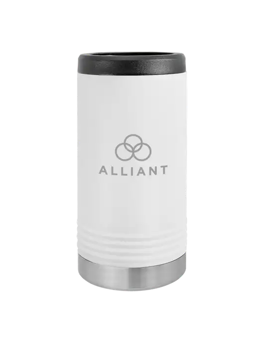 Polar Camel Powder Coated White Vacuum Insulated Slim Beverage Holder w/Alliant Logo