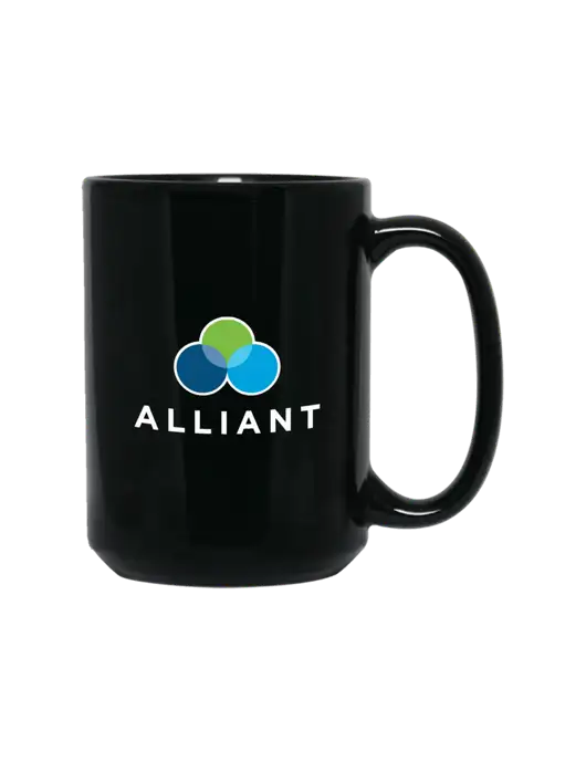 15 oz Black Ceramic Mug w/Alliant Logo