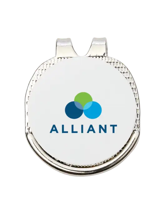 Antique Silver Hat Clip w/Golf Ball Marker w/Alliant Logo
