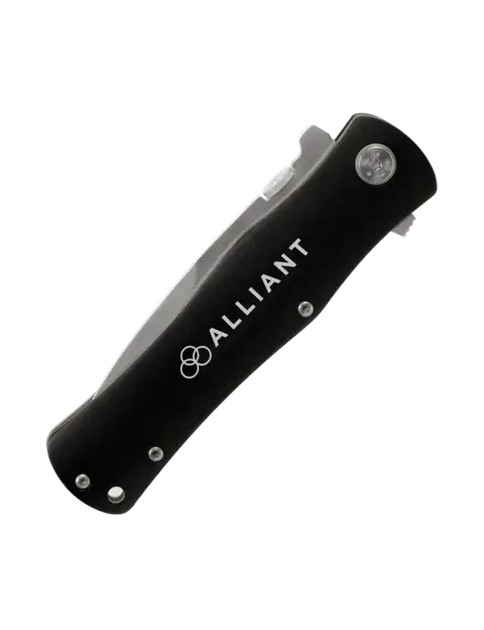 Black Folding Knife with Pocket Clip w/Alliant Logo