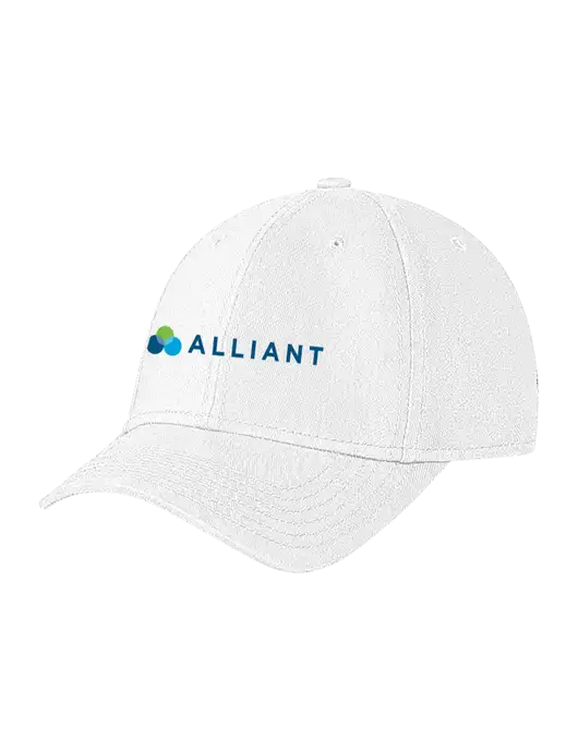 White Structured Soft Snap Closure Hook & Loop Cap w/Alliant Logo