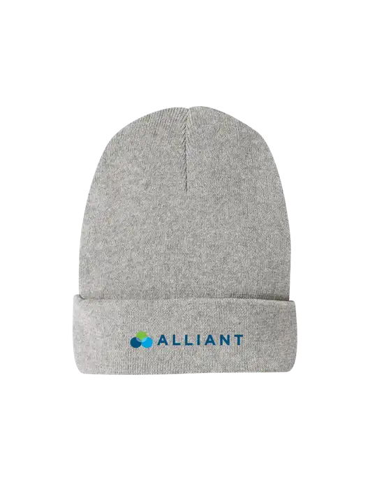 Recycled Light Heather Grey Beanie w/Alliant Logo