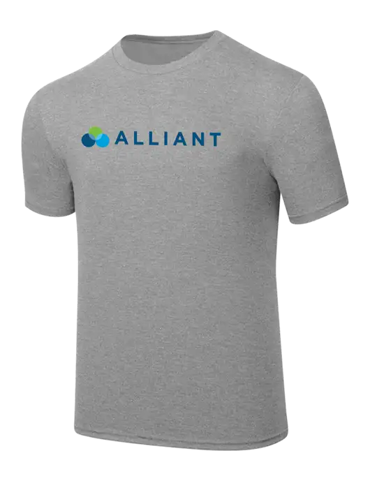 Simply Soft Heathered Light Grey 4.5oz  Poly/Combed Ring Spun Cotton T-Shirt w/Alliant Logo