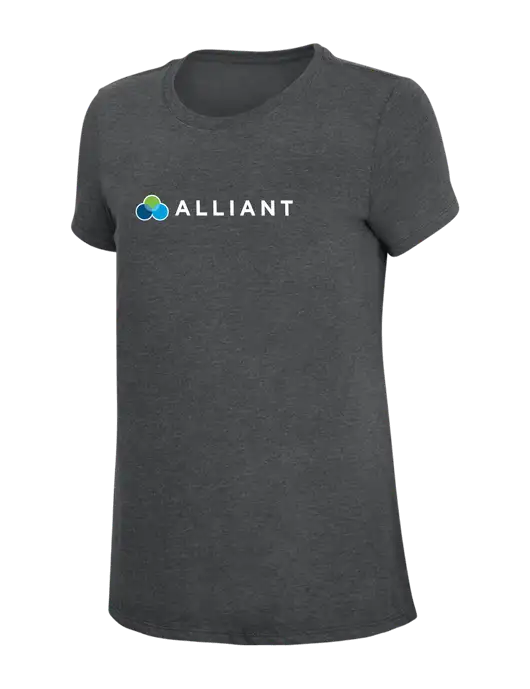 Womens Simply Soft Charcoal 4.5oz Poly/Combed Ring Spun Cotton T-Shirt w/Alliant Logo