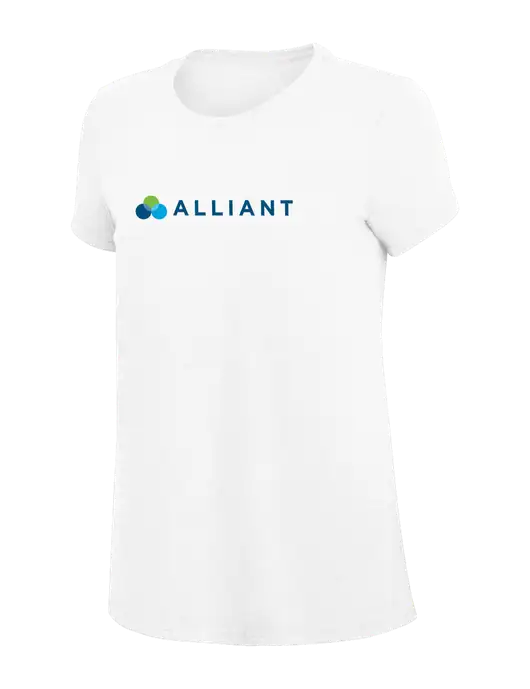 Womens Simply Soft White 4.5oz Poly/Combed Ring Spun Cotton T-Shirt
 w/Alliant Logo