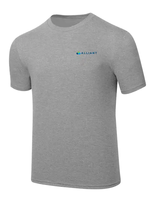 Simply Soft Heathered Light Grey 4.5oz  Poly/Combed Ring Spun Cotton T-Shirt w/Alliant Logo